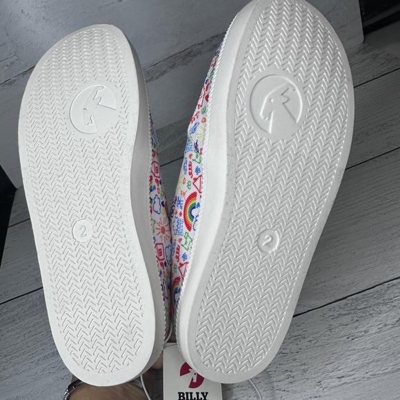 Billy Kids Doodle Low Top Rainbow Dream Canvas Sneakers Sz 2 Zip Unisex - Picture 6 of 10